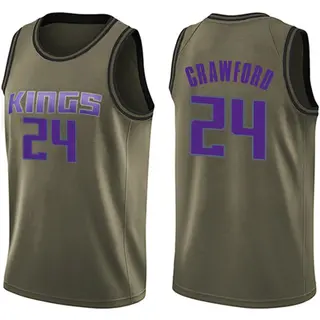 Men's Isaiah Crawford Sacramento Kings Green Salute to Service Jersey - Swingman