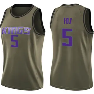 Women's De'Aaron Fox Sacramento Kings Green Salute to Service Jersey - Swingman