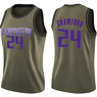 Women's Isaiah Crawford Sacramento Kings Green Salute to Service Jersey - Swingman