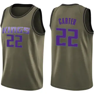 Youth Devin Carter Sacramento Kings Green Salute to Service Jersey - Swingman