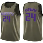 Youth Isaiah Crawford Sacramento Kings Green Salute to Service Jersey - Swingman